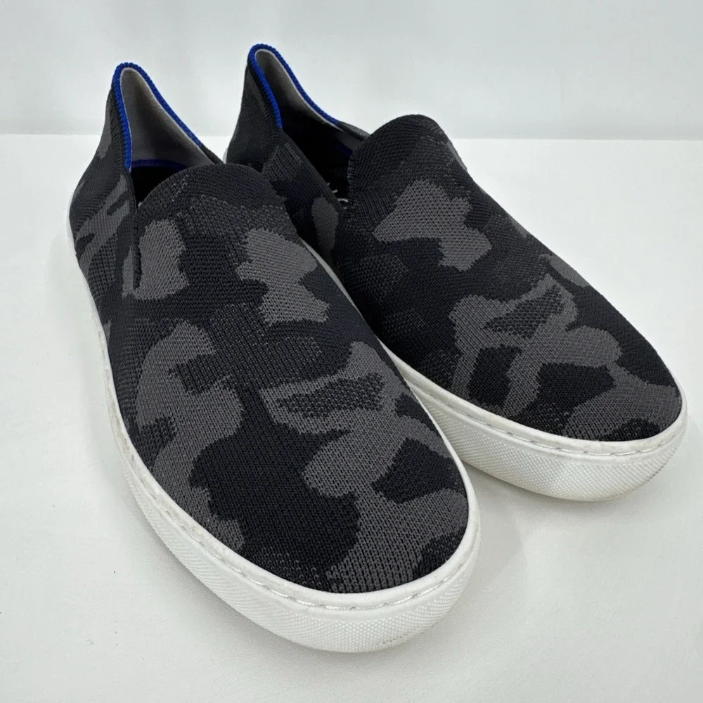 Rothy's Womens 8.5 The Original Slip On Sneaker‎ Grey Camo Textile Comfort Shoes